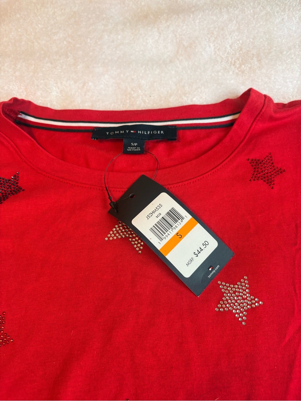 Tommy Hilfiger Red Short-Sleeve Tee with Sparkle Stars - Picture 2 of 6